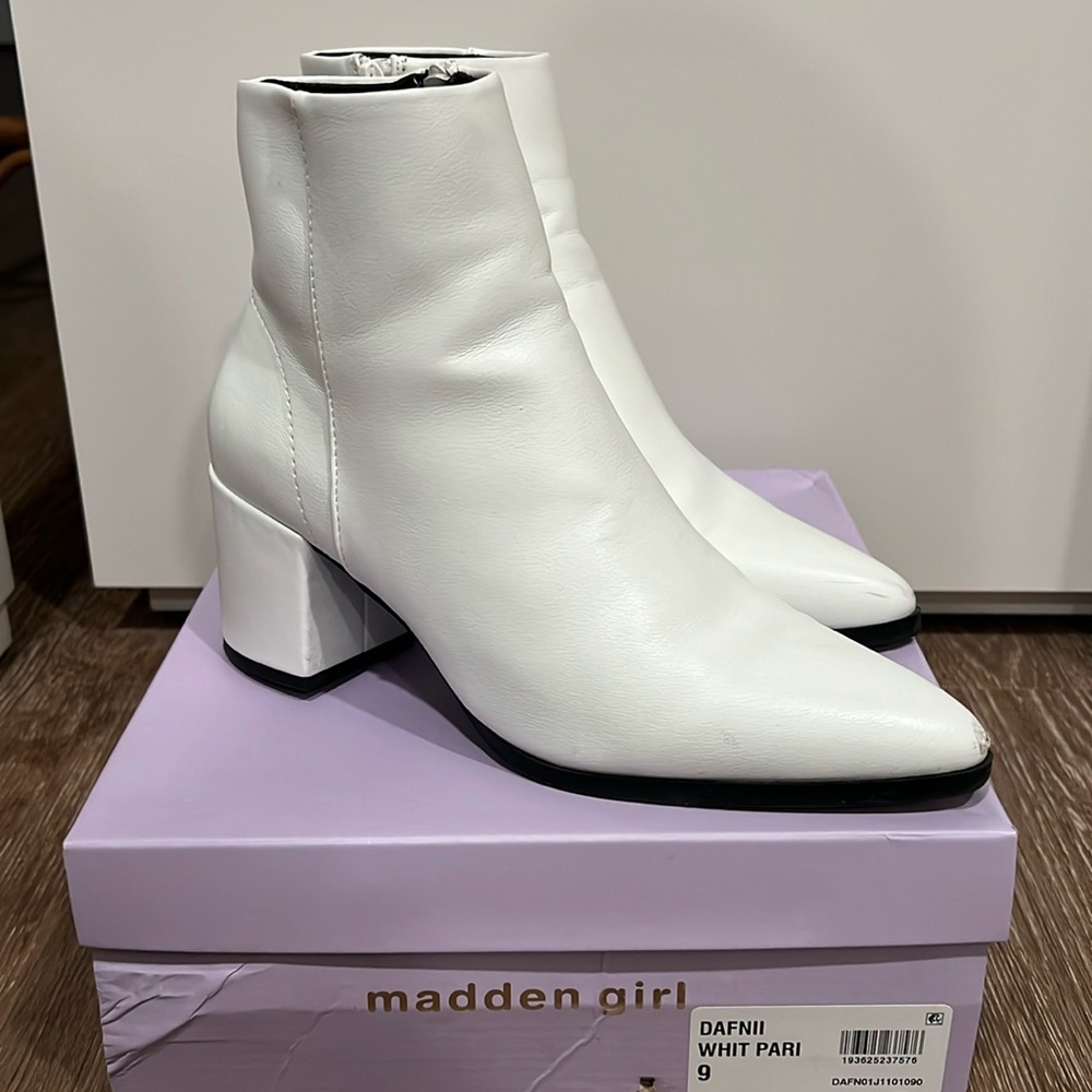 Madden Girl White Booties